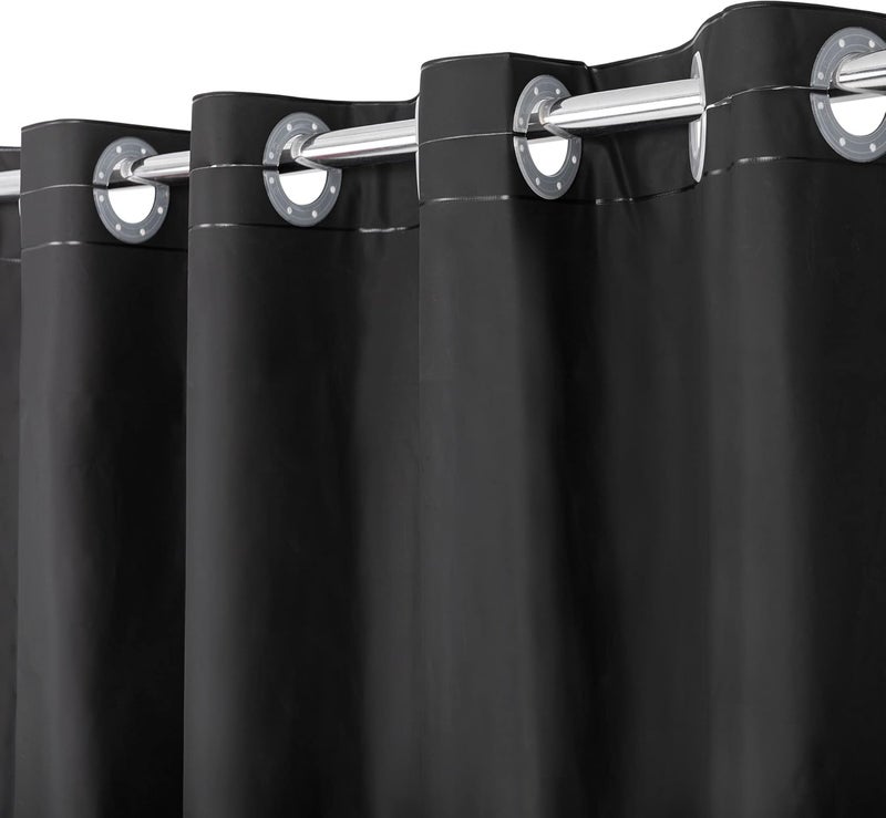 ABLUEN No Hook PEVA Shower Curtain or Liner - 8G Heavy Duty Black Bathroom Shower Curtain No Hooks Required, Waterproof Plastic & PVC Free, Standard Size 71 x 74, Black - Image 1
